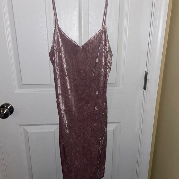 Pink Velvet Mini Dress - Picture 1 of 3